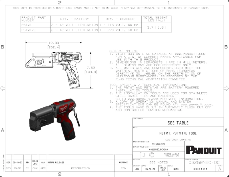 Página 1 del manual Manual de instrucciones Panduit PBTMT