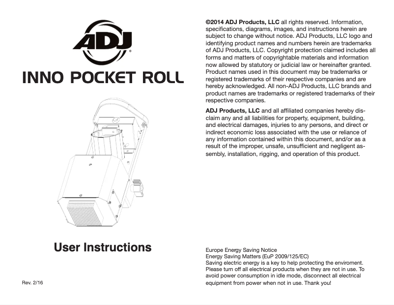 Página 1 del manual Manual de usuario American DJ Inno Pocket Roll
