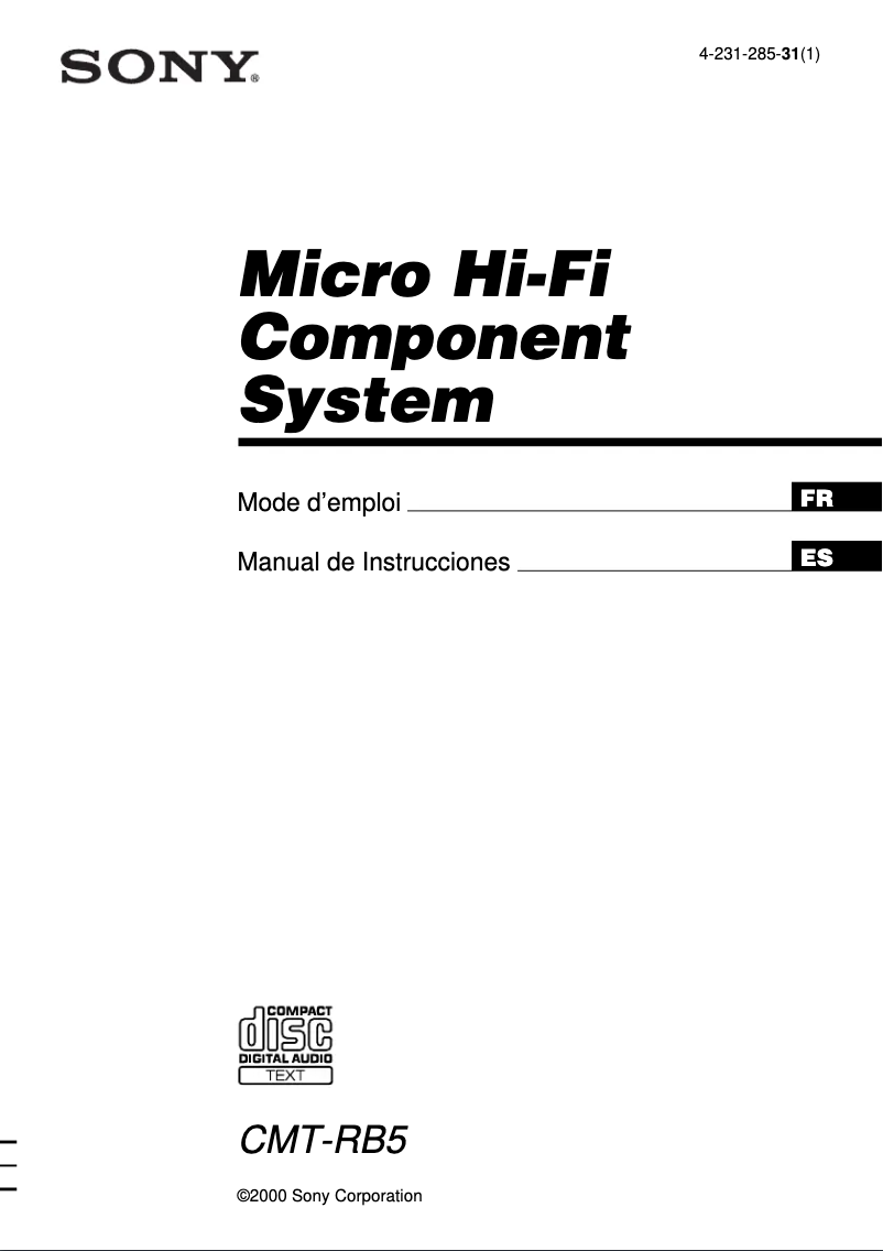 Page 1 de la notice Manuel utilisateur Sony CMT-RB5