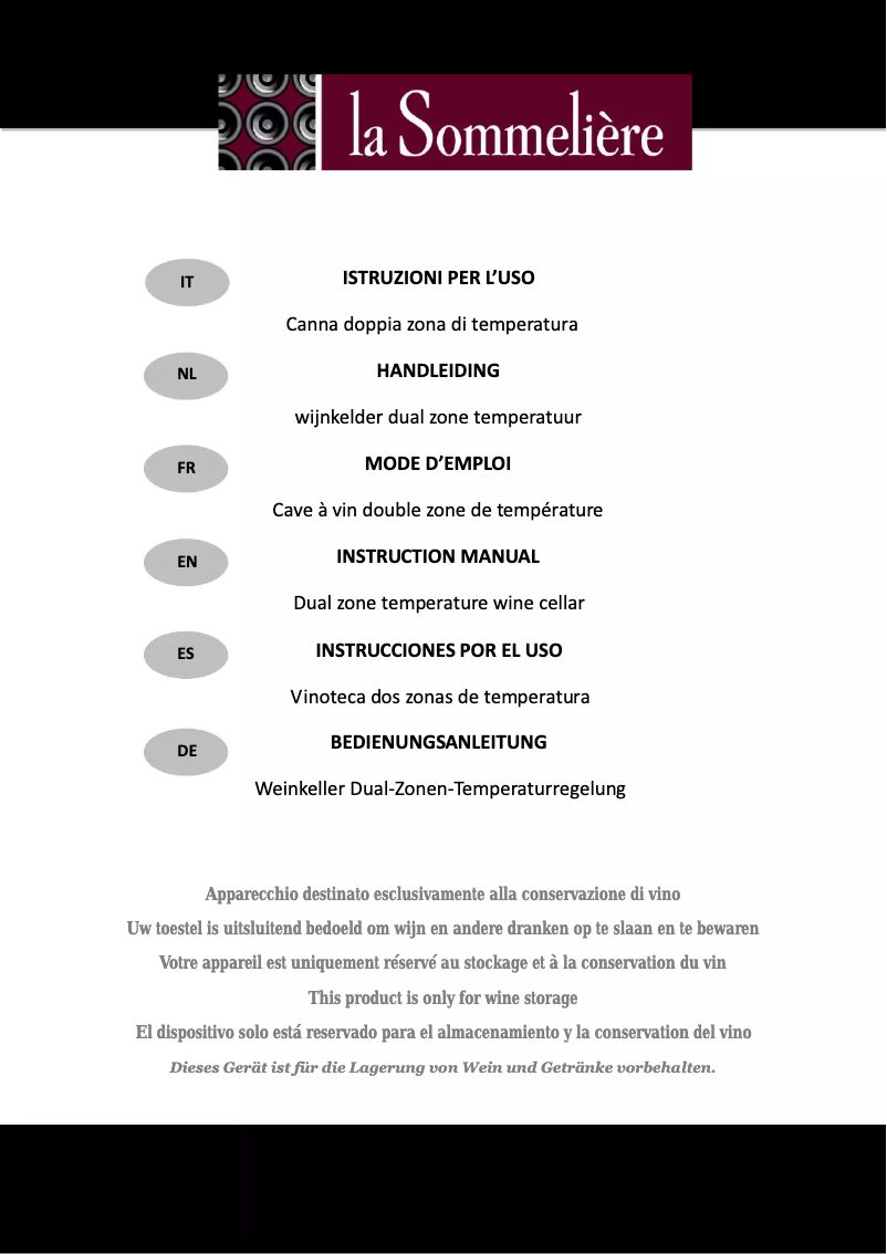 Page 1 de la notice Manuel utilisateur La Sommelière ECS40