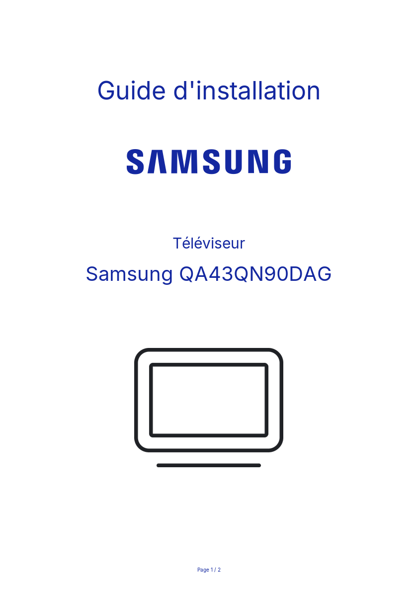 Page n°1 - Guide d'installation Samsung QA43QN90DAG