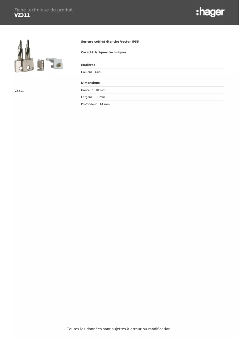 Image de la première page du manuel de l'appareil VZ311