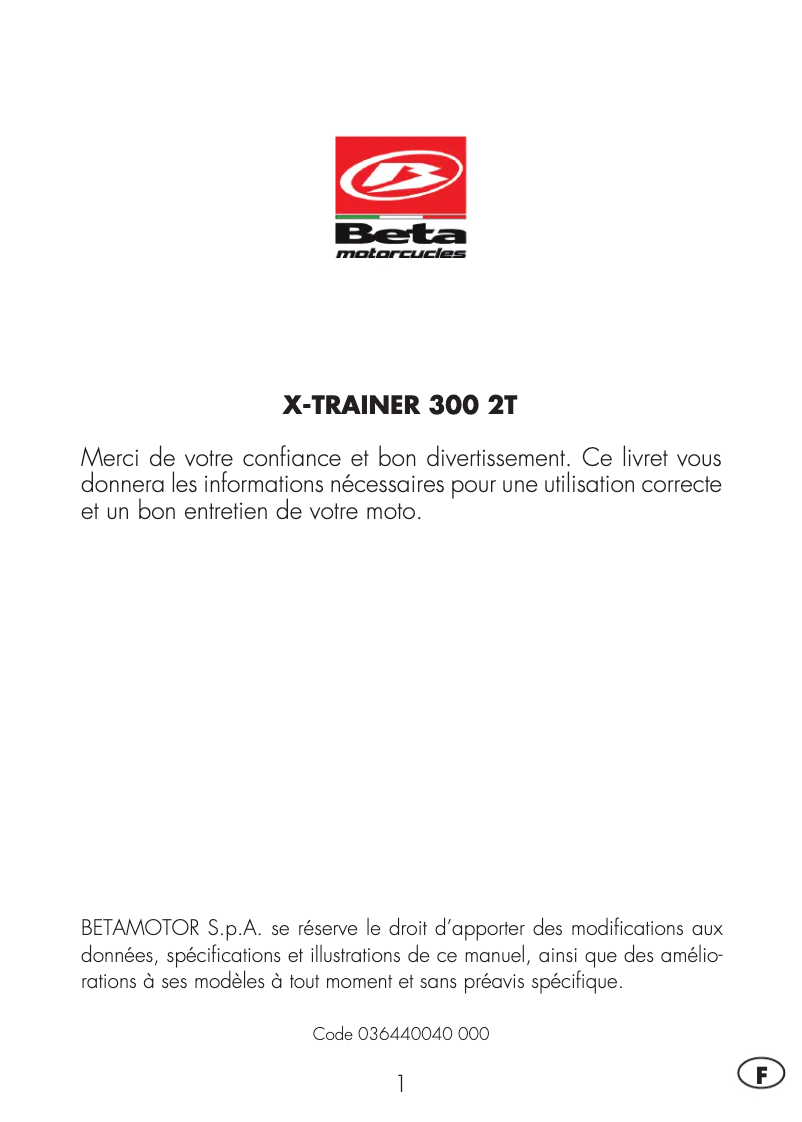 Imagen de la primera página del manual del dispositivo Xtrainer 2T 300 (2016)
