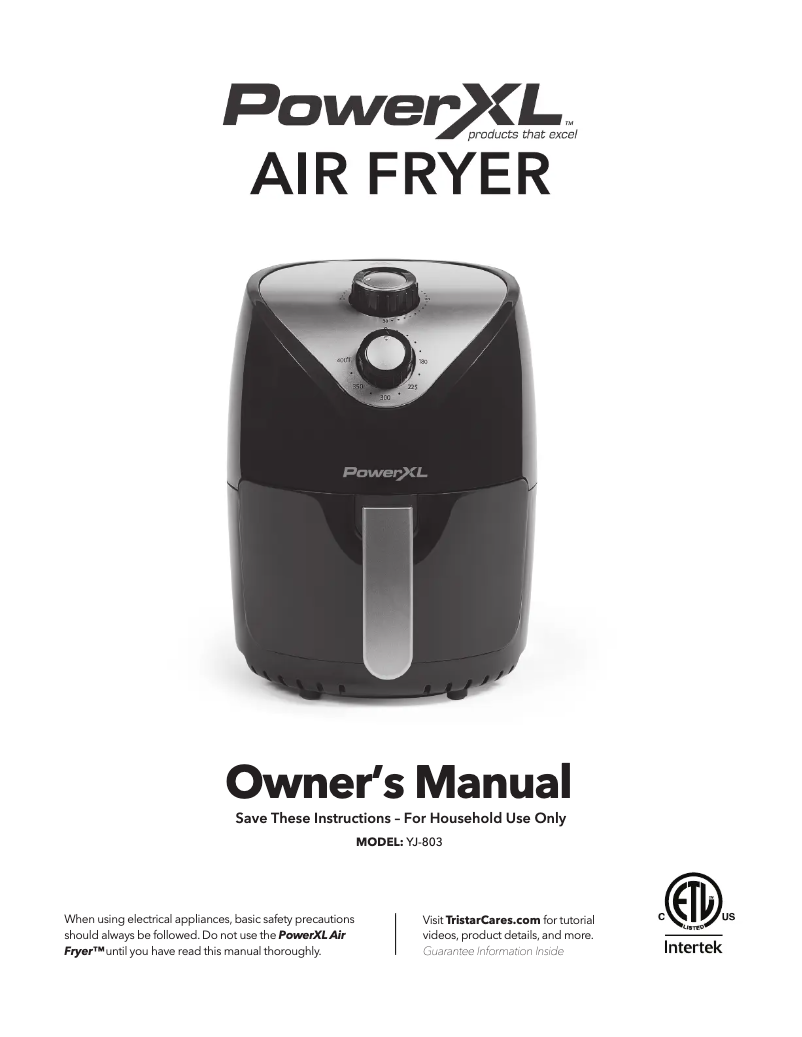 Page 1 de la notice Manuel utilisateur PowerXL Air Fryer YJ-803