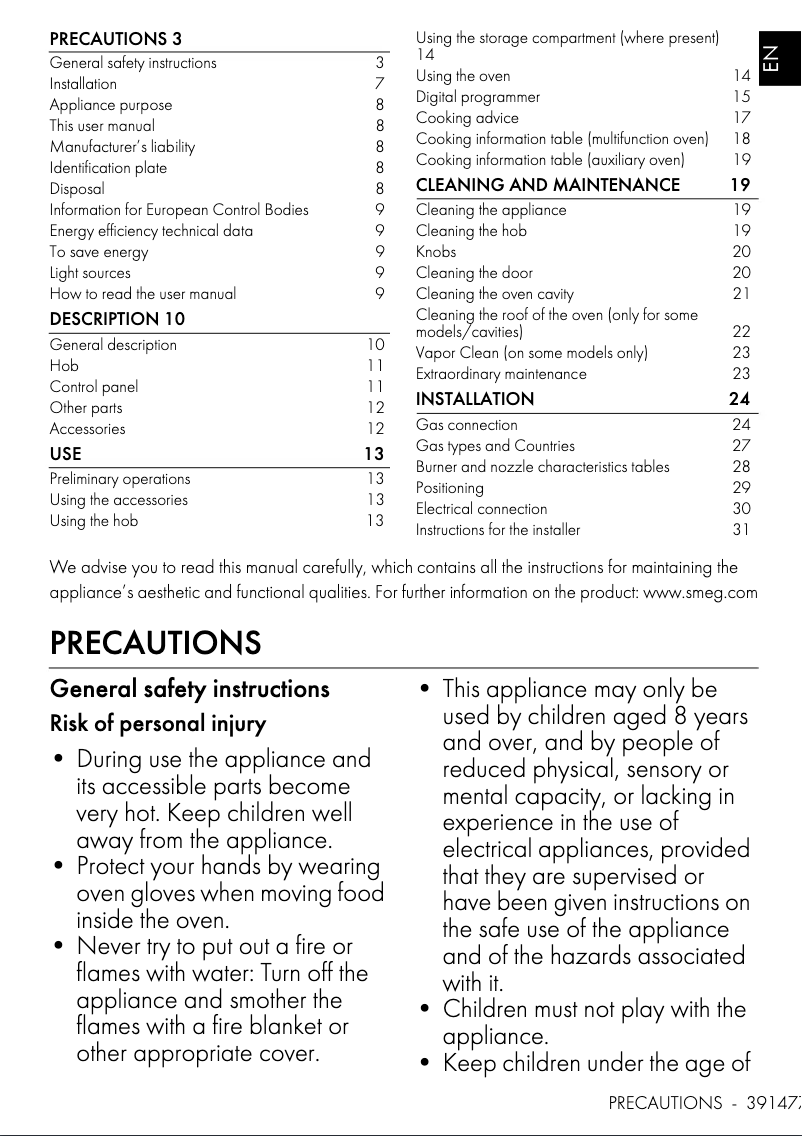 Page 1 de la notice Brochure Smeg SYD4110-1