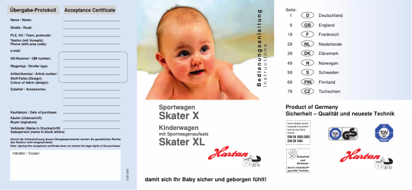 Page n°1 - Manuel utilisateur Hartan Skater XL