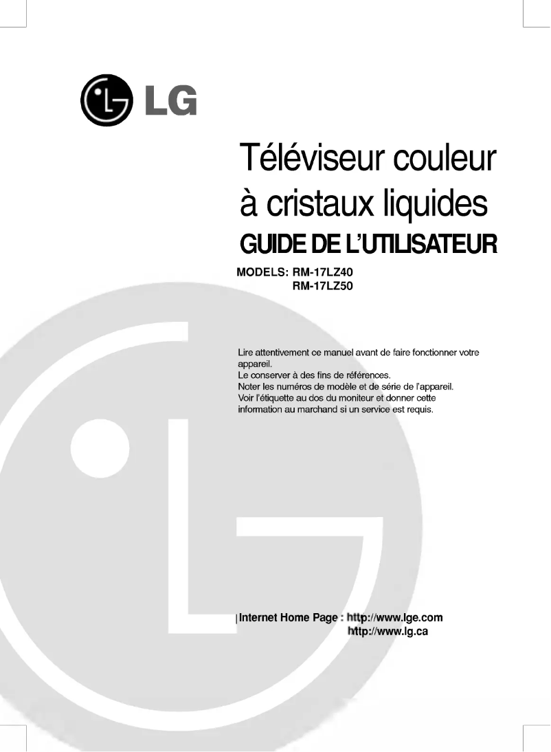 Page 1 de la notice Manuel utilisateur LG RT-32LZ50