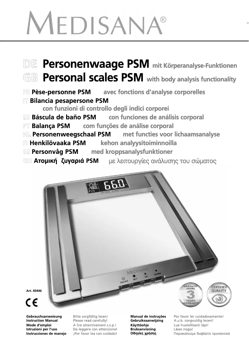 Image de la première page du manuel de l'appareil PSM 40446