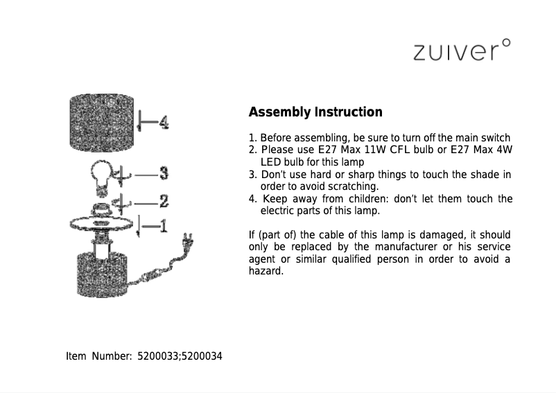 Page n°1 - Manuel utilisateur Zuiver Grid