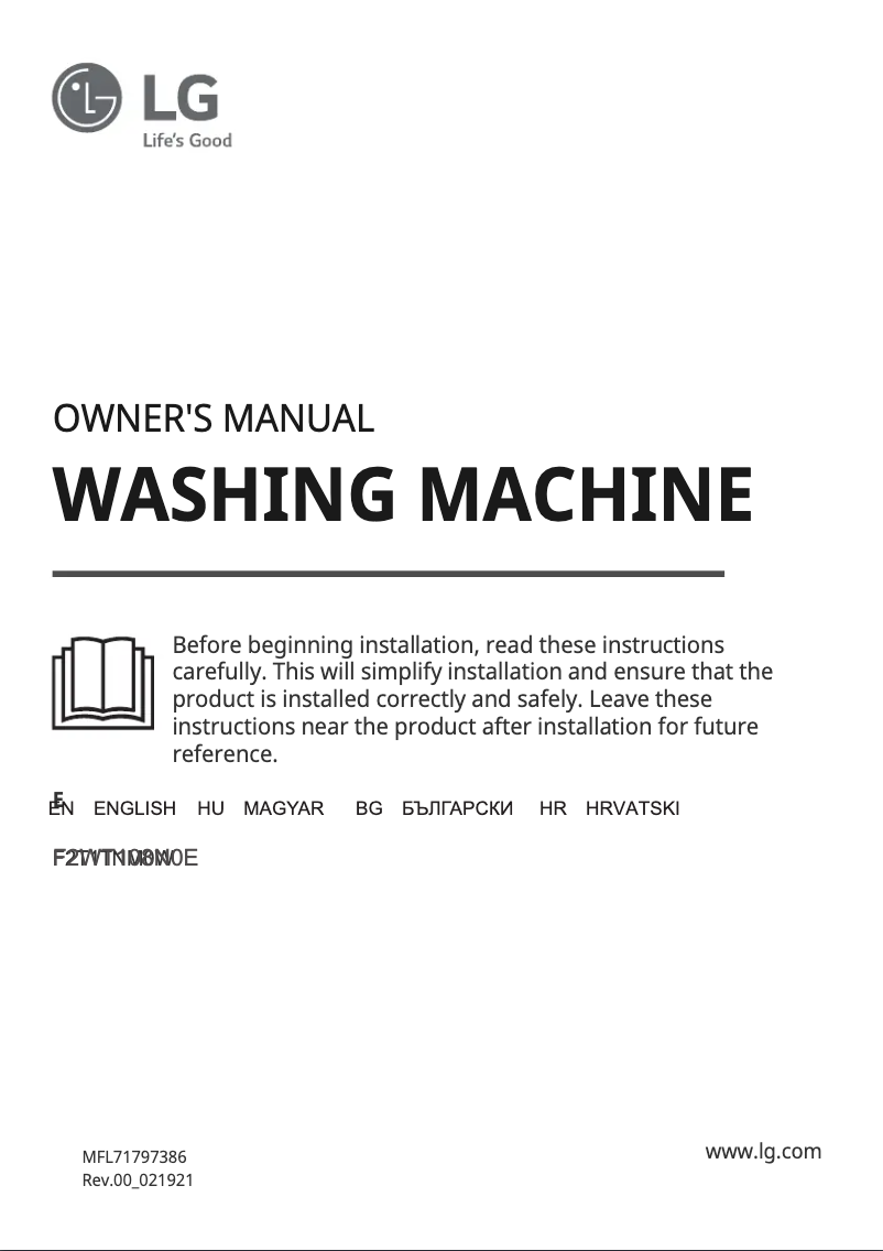 Página 1 del manual Manual de usuario LG F2WT108N0E