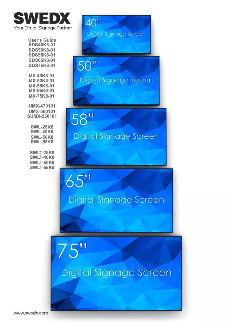Page 1 de la notice Manuel utilisateur Swedx SWLT-32K8-A2