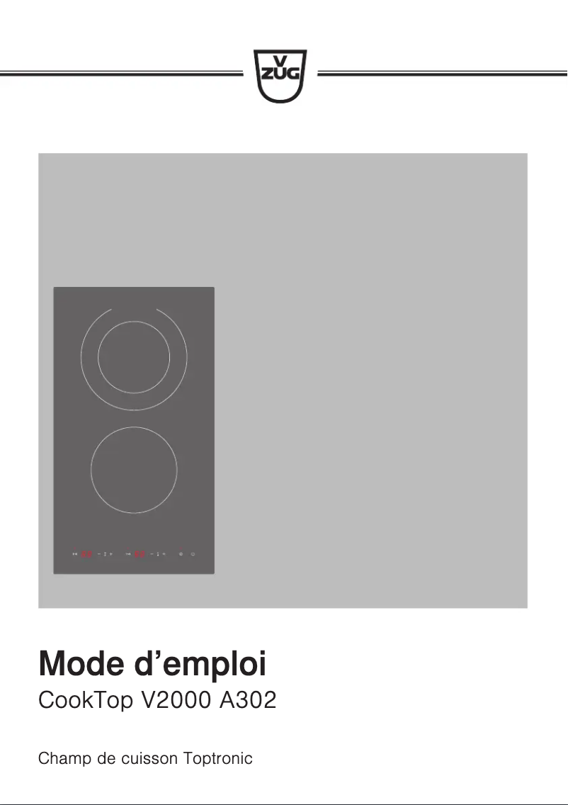 Image de la première page du manuel de l'appareil CookTop V2000 A302