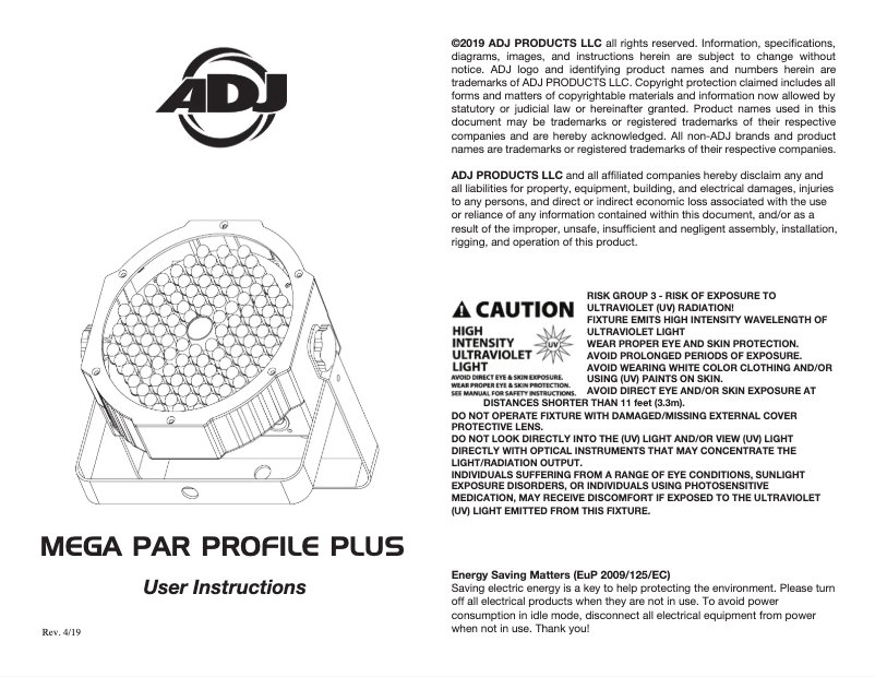 Image de la première page du manuel de l'appareil Mega Par Profile Plus
