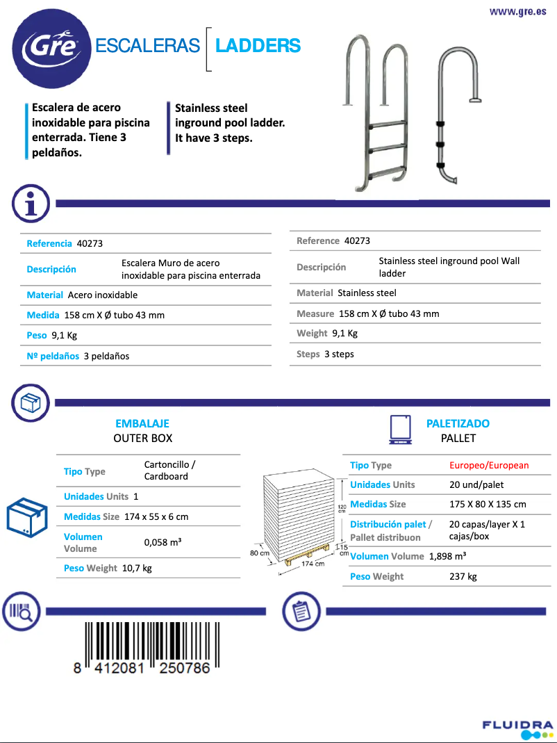 Page 1 de la notice Fiche technique Gre 40273
