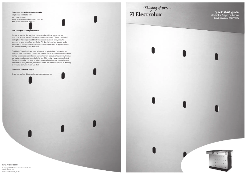 Page 1 de la notice Guide d'installation Electrolux Fuego EQMF100AS