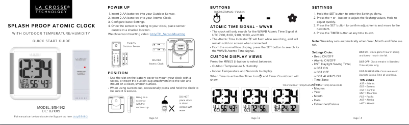 Page 1 de la notice Manuel utilisateur La Crosse Technology 515-1912