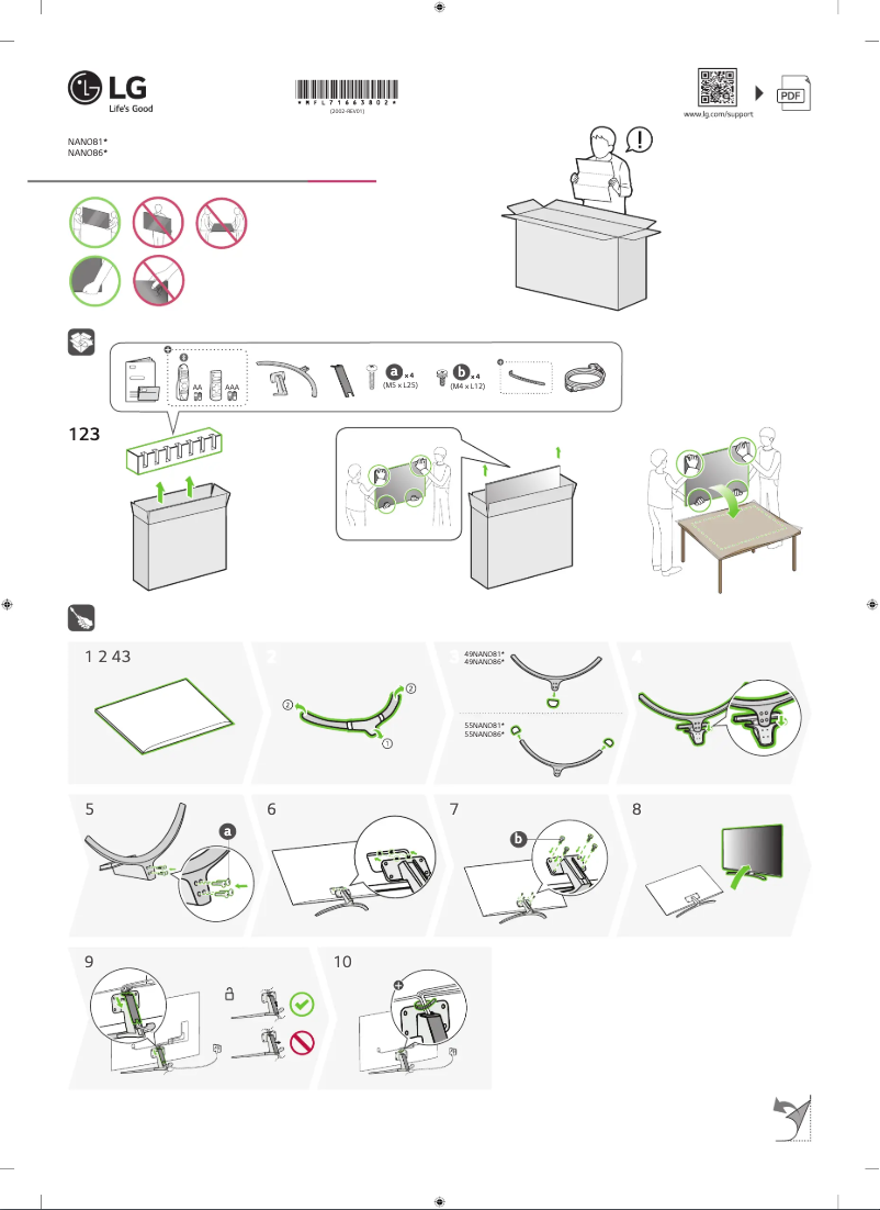 Page 1 de la notice Manuel utilisateur LG 49NANO813NA
