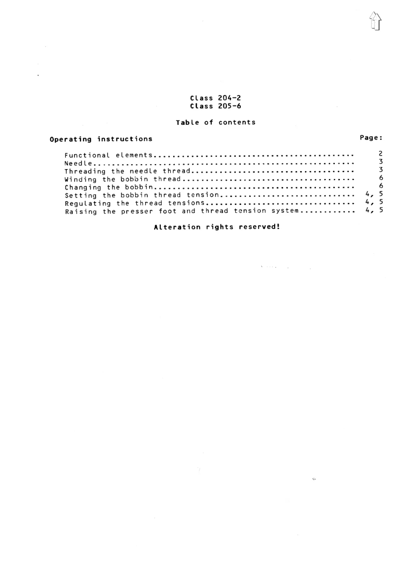 Page n°1 - Manuel utilisateur Dürkopp Adler 205-6