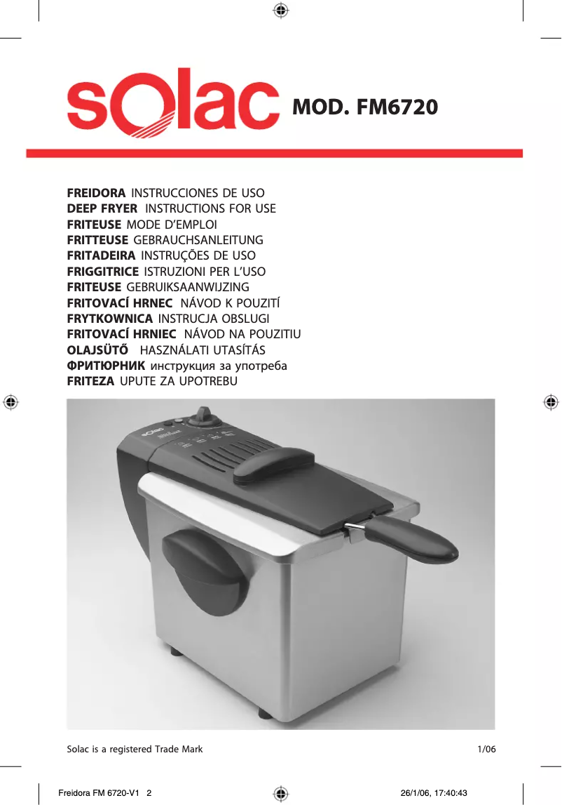 Page n°1 - Manuel utilisateur Solac FM6720