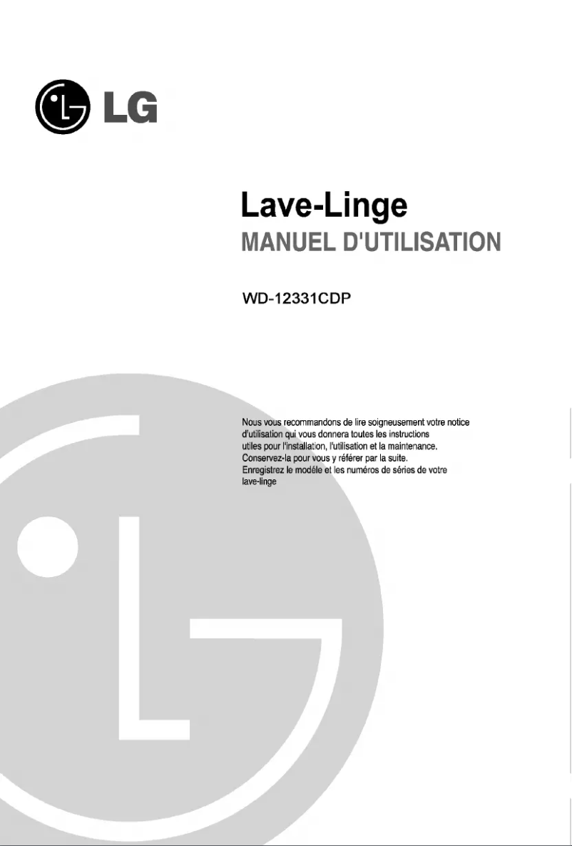 Page 1 de la notice Manuel utilisateur LG WD-12331CDP