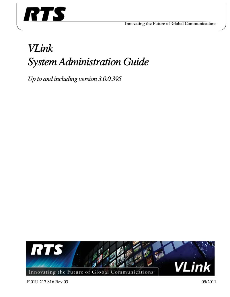 Page 1 de la notice Manuel utilisateur RTS VLink Virtual Matrix