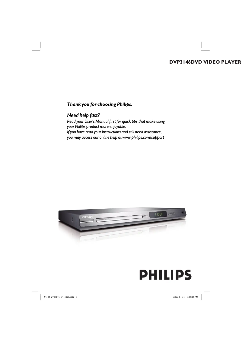 Página 1 del manual Manual de usuario Philips DVP3146