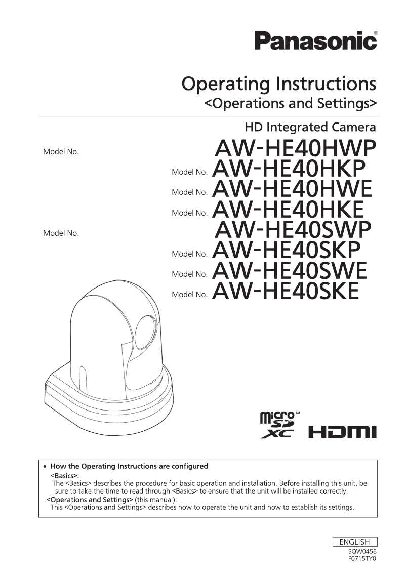 Page 1 de la notice Manuel utilisateur Panasonic AW-HE40