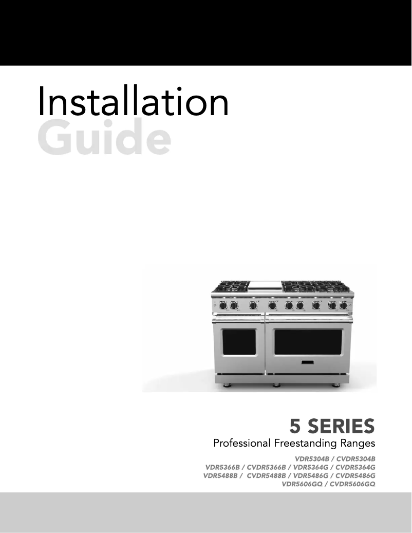 Page 1 of the manual Installation Guide Viking VDR5304BWHLP