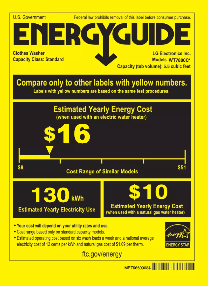 Page n°1 - Label énergétique LG WT7100CW