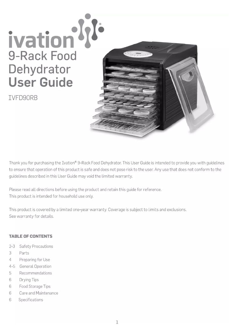 Page n°1 - Manuel utilisateur Ivation IVFD90RB
