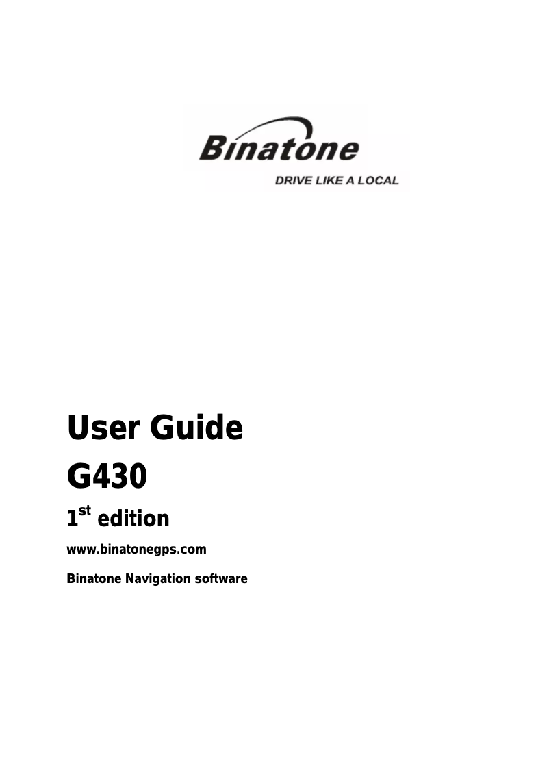 Image de la première page du manuel de l'appareil G430