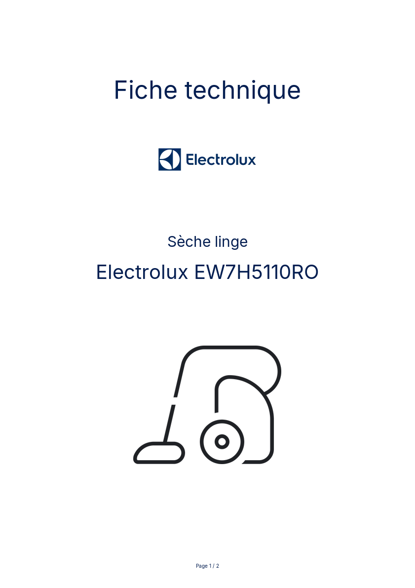 Page n°1 - Fiche technique Electrolux EW7H5110RO