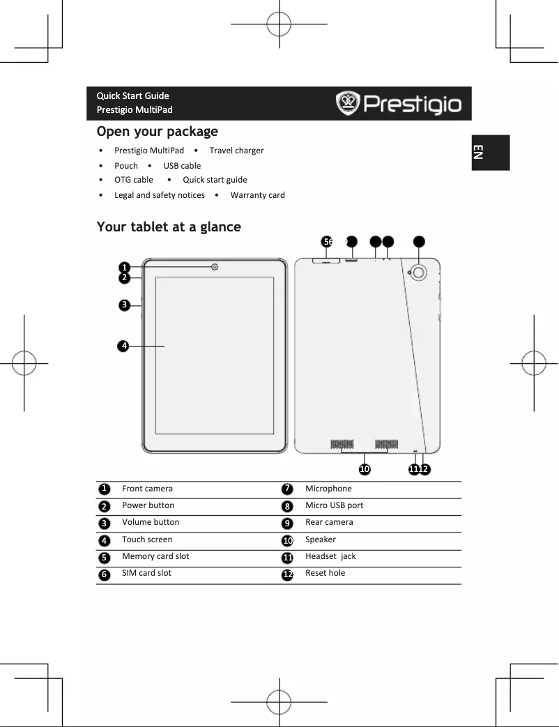 Image de la première page du manuel de l'appareil MultiPad 4 PRO QUAD 8.0 3G