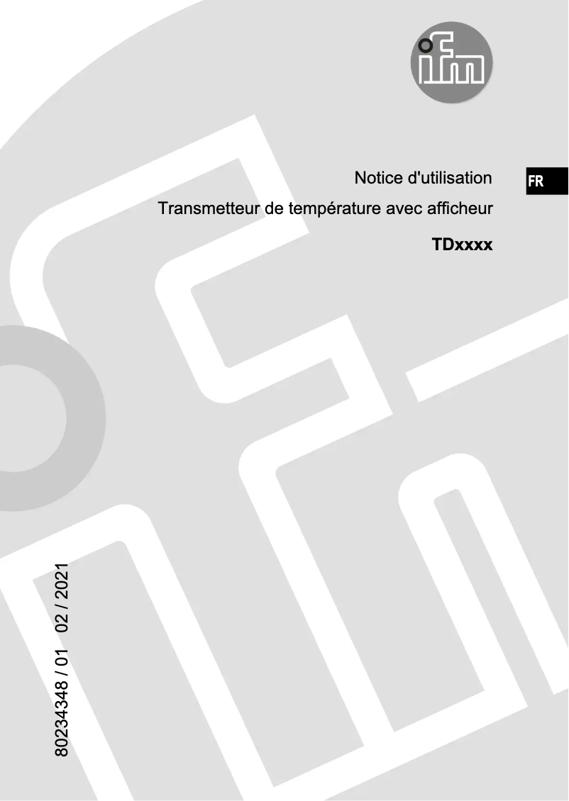 Page n°1 - Manuel utilisateur IFM TD2831