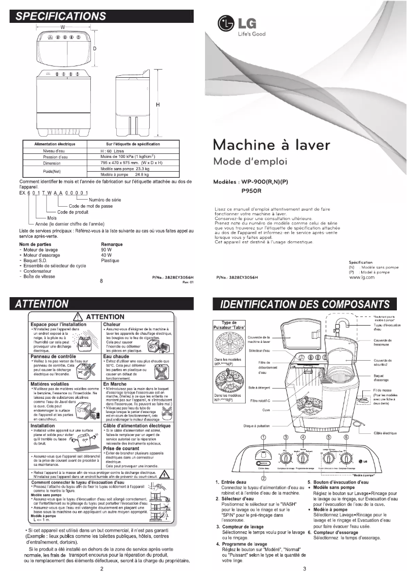 Page 1 de la notice Manuel utilisateur LG P950R