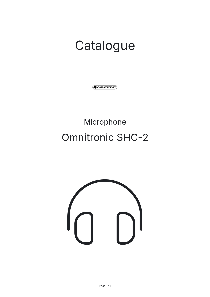 Page n°1 - Catalogue Omnitronic SHC-2