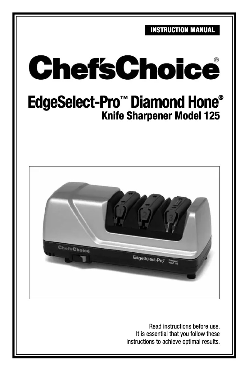 Page 1 de la notice Manuel utilisateur Chef's Choice EdgeSelect-Pro Diamond Hone 125