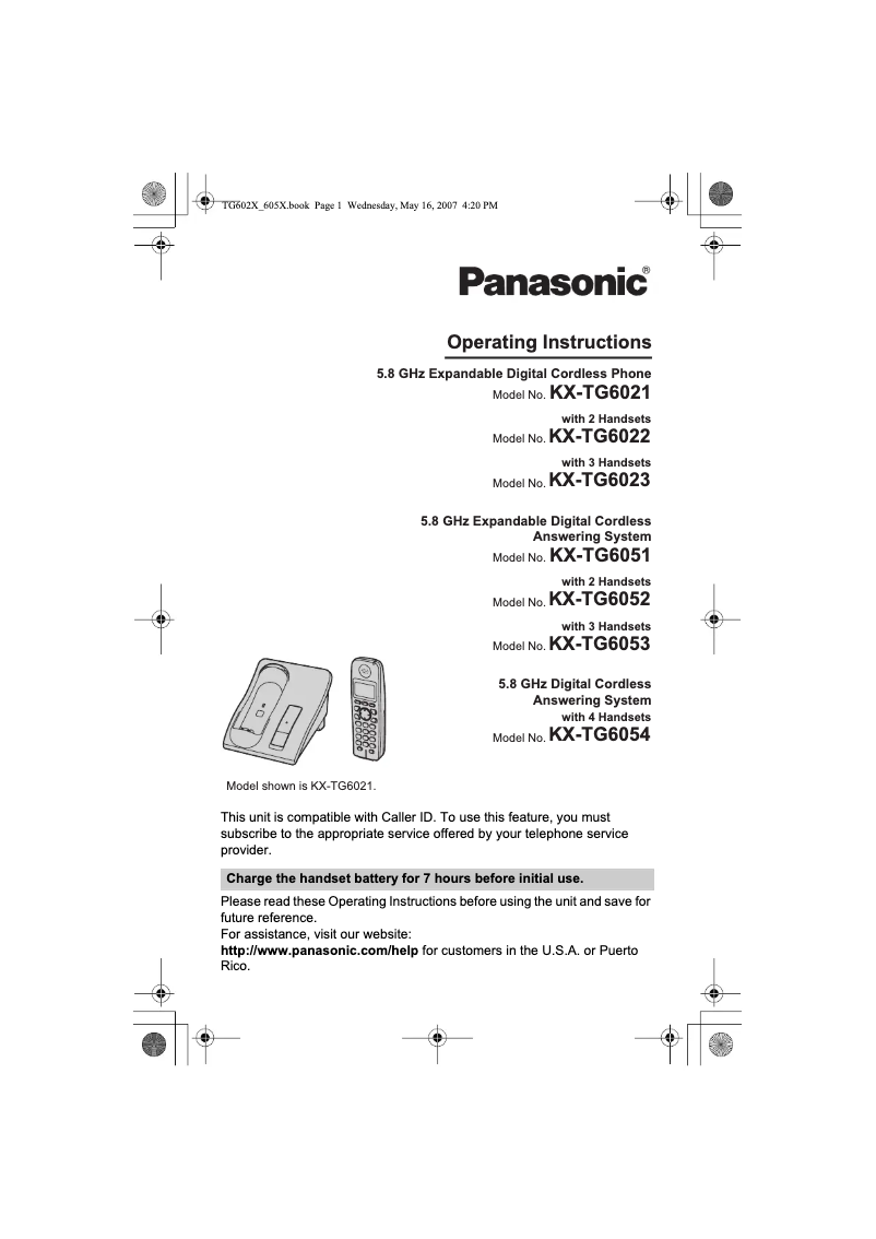 Página 1 del manual Manual de usuario Panasonic KX-TG6023