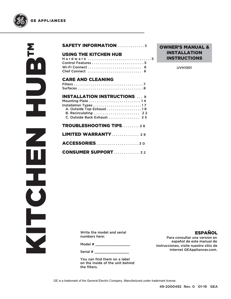 Image de la première page du manuel de l'appareil UVH13014MWM