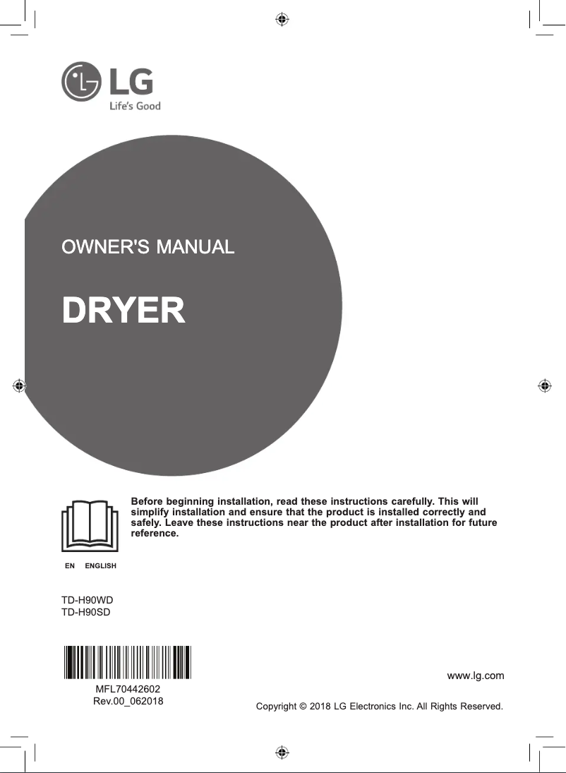 Page 1 de la notice Manuel utilisateur LG TD-H90WD