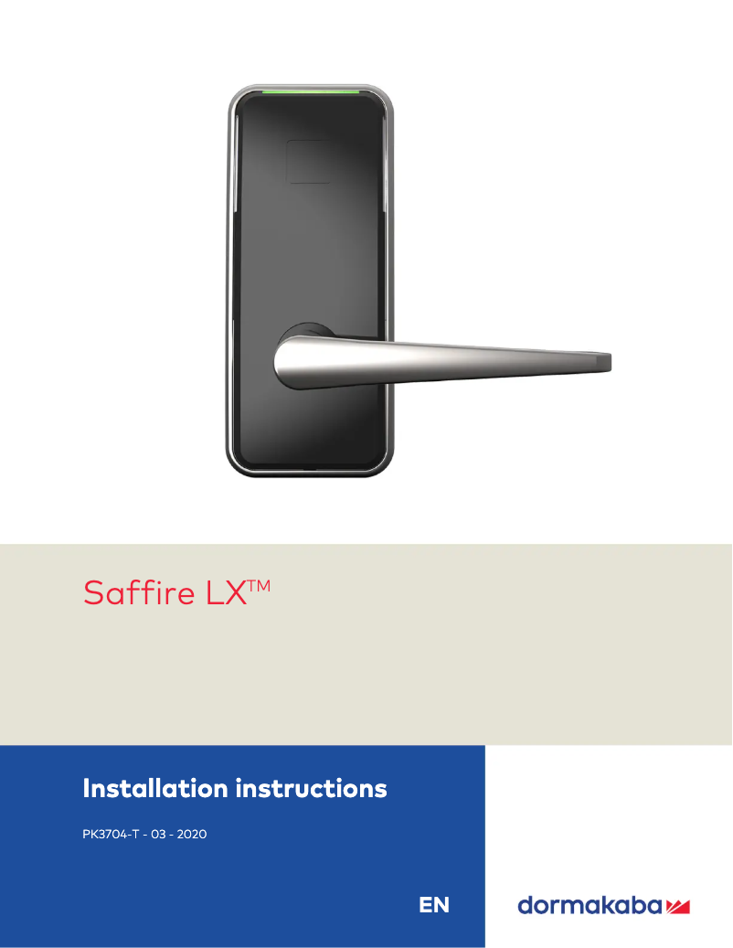 Page 1 de la notice Manuel utilisateur Dormakaba Saffire LX