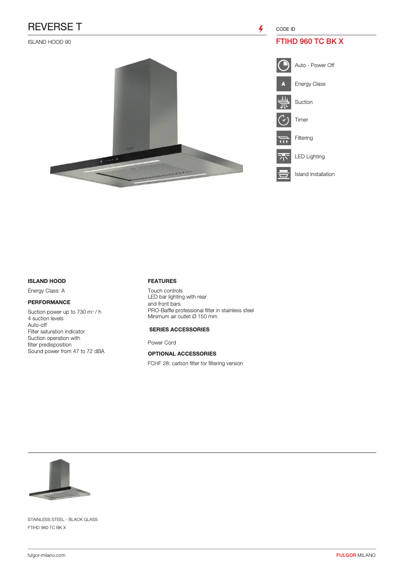 Page n°1 - Fiche technique Fulgor Milano FTIHD 960 TC WH X