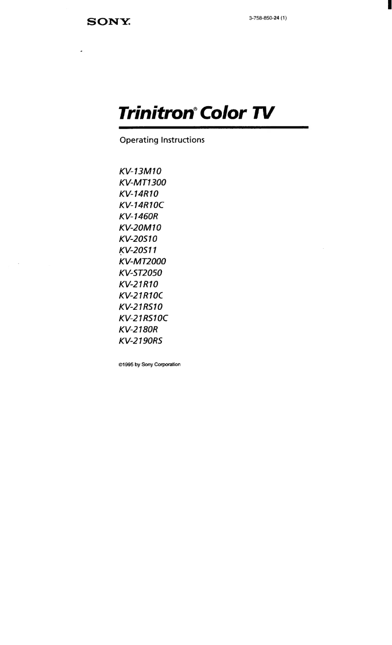 Page 1 de la notice Manuel utilisateur Sony KV-20M10