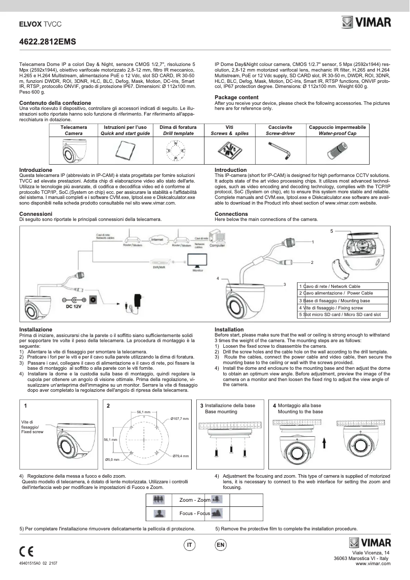 Page 1 de la notice Instructions / montage Vimar ELVOX 4622.2812EMS