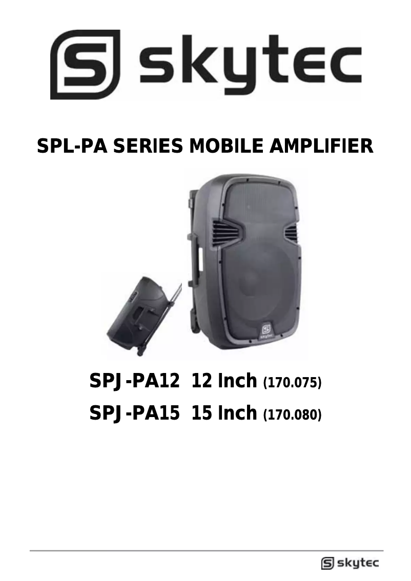 Page 1 de la notice Manuel utilisateur Skytec SPJ PA 15 Inch