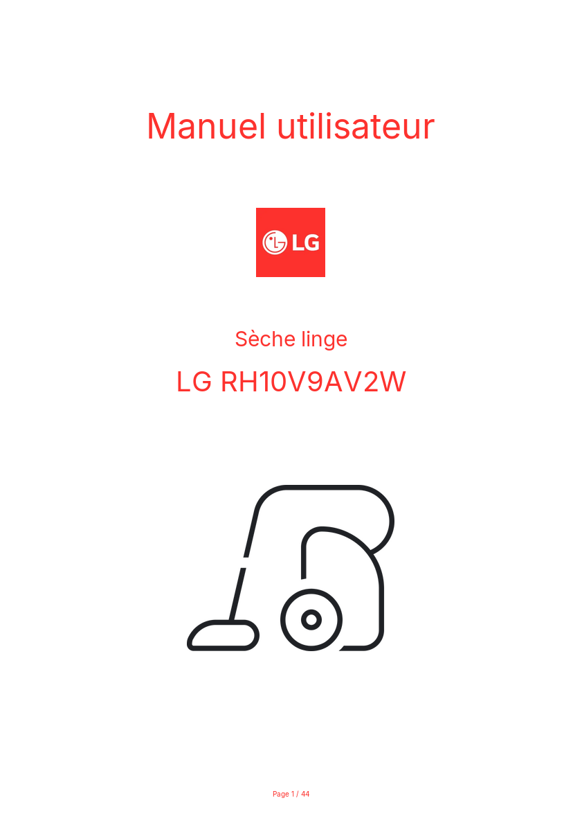 Image de la première page du manuel de l'appareil RH10V9AV2W