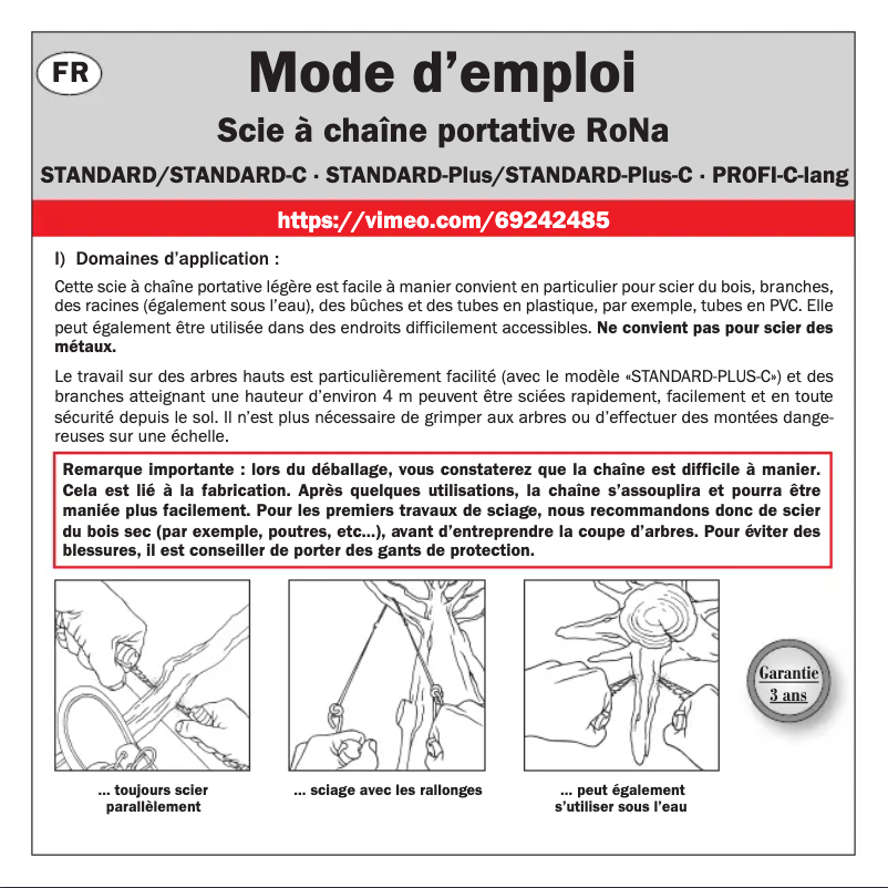 Page n°1 - Manuel utilisateur Rona Standard Plus-C