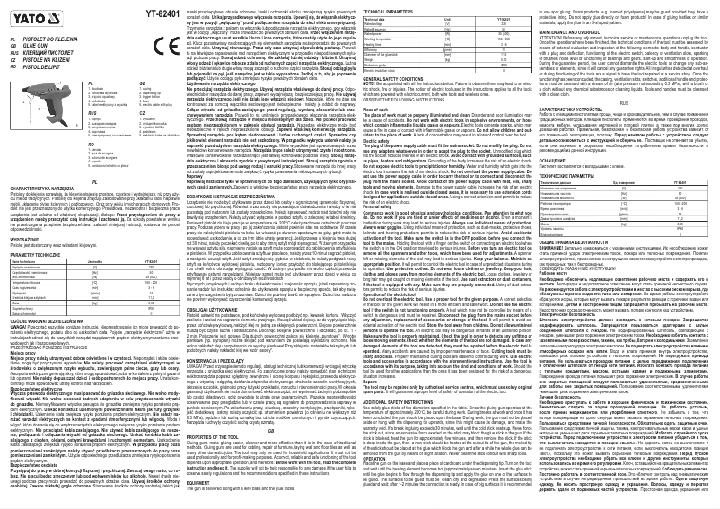 Page n°1 - Manuel utilisateur Yato YT-82401