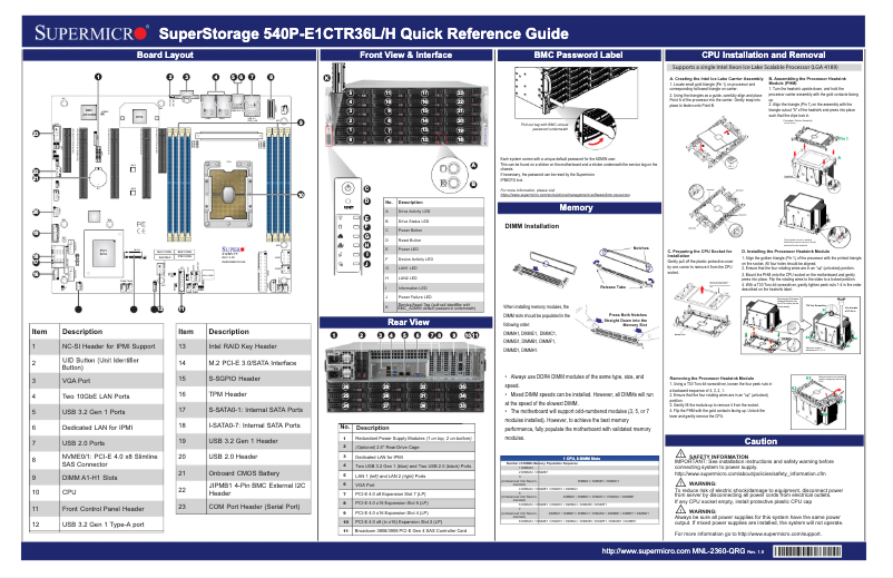 Image de la première page du manuel de l'appareil SuperServer SSG-540P-E1CTR36L