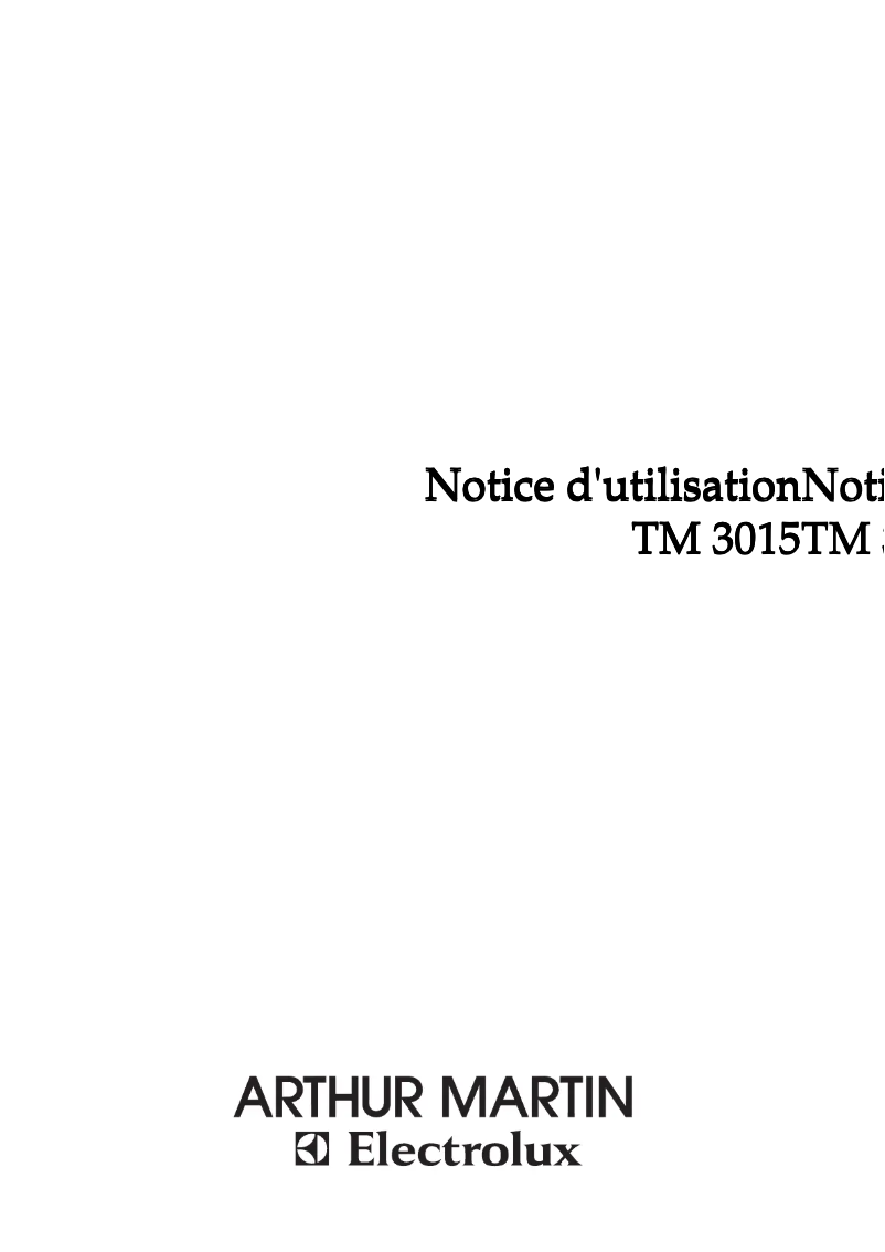 Page 1 de la notice Manuel utilisateur Arthur Martin-Electrolux TG4021W